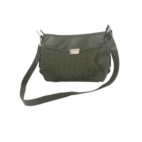 Rosetti Handbag Olive Green Shoulder Strap Silver Metal Hardware Top Zip, Snaps - Picture 1 of 16